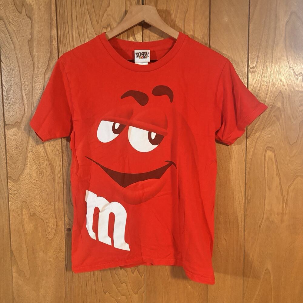 Vintage M&M's T Shirt Adult Small Red Big Face Candy Cool Funny Y2K